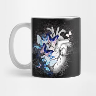 Bluee butterflies Heart Human Anatomy Mug